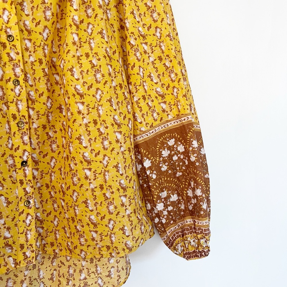 Joie Floral Ruffle Button Down Patchwork Floral T… - image 4